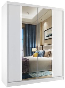 Šatníková skriňa 133 cm Belini biely mat / čierny mat s posuvnými dverami SI SZP2/2/W/B/0/AL