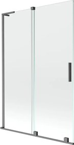 Mexen Velar L, 2-krídlová posuvná vaňová zástena 120 x 150 cm, 8mm číre sklo, brúsený grafit, 896-120-003-01-66