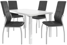 Jedálenský set 1 + 4 Belini biely / čierne Loreno LOR/0/ZES/W/4B