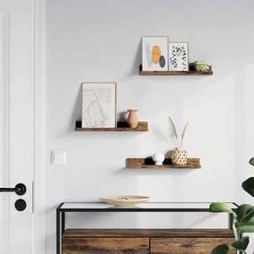 Sada nástenných plávajúcich políc 3 ks, rustikálne hnedé