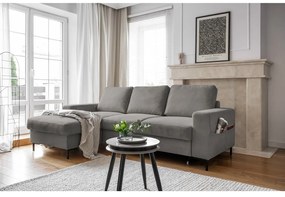 Sivá menčestrová rozkladacia rohová pohovka (ľavý roh) Lofty Lilly – Miuform