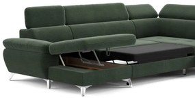 Rozkladacia rohová sedačka do U CATANIA pravá zelená s úložným priestorom