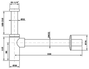 Bruckner - Okrúhly umývadlový sifón DN32 lesklý chróm