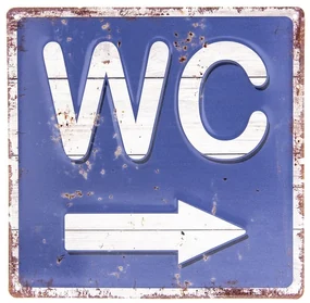 Vintage tabuľka na dvere "WC", plech 30*30 cm
