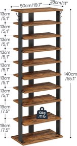 Botník Vasagle Kloudy 50 cm čierny/hnedý II