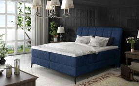 Manželská posteľ Boxspring 180 cm Alberto (tmavomodrá) (s matracmi)