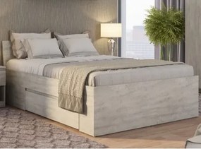 Posteľ so zásuvkami Carlos 140x200, šedý beton%