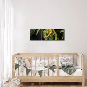 Obraz chameleóna (s hodinami) (90x30 cm)