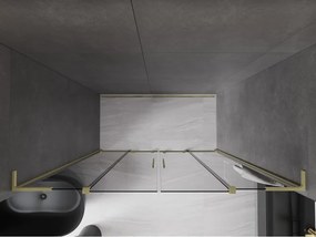Mexen Velar L Duo, posuvné sprchové dvere do otvoru 200 cm, 8mm šedé sklo, zlatá matná, 871-200-003-42-55