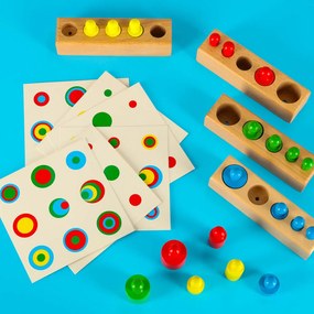 KIK Drevené Montessori valcové závažia – farebné vzdelávacie puzzle