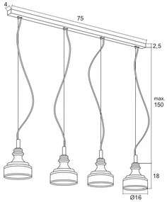 Argon 1650 - LED Luster na lanku TULUZA 4xLED/5W/230V