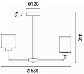 Luster na tyči 6xE27/60W/230V
