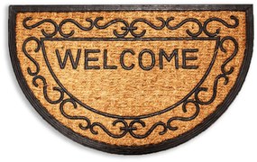 HOME ELEMENTS Rohožka z kokosových vlákien polkruh 45 x 75 cm, WELCOME