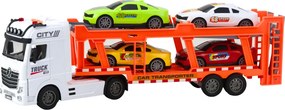 LEAN Toys Odťahový kamión Lora, sada 4 autíčok, otvárateľné dvere, svetlá a zvuky