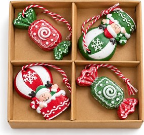 Súprava 4 ks vianočných ozdôb CANDY ELF 6 cm