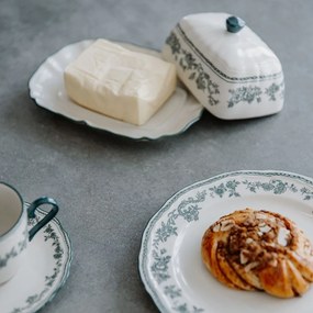 Zelená/slonovinová porcelánová nádobka na maslo Cyril – S|P Collection