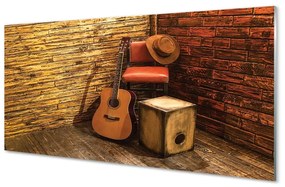 Obraz na skle Gitaru hat stoličky 125x50 cm