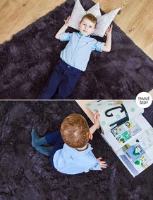 Plyšový detský koberec MAX TMAVO ŠEDÝ