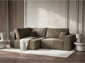 Hnedá ženilková rozkladacia/s úložným priestorom rohová pohovka (ľavý roh/do L) Tonga – Maison de Rêve