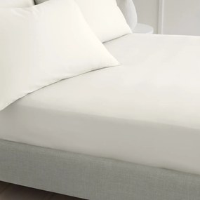 Krémovobiela napínacia plachta z bavlneného perkálu 185x200 cm Cotton Percale – Bianca