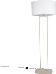 Béžová stojaca lampa s oválnym ľanovým bielym tienidlom 50 cm - Thijmen