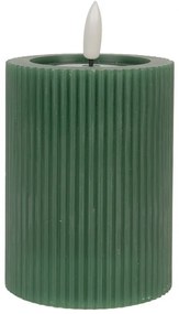 Zelená valcová sviečka s vrúbkovaním Led Candle - Ø 8*13 cm / 2*AA