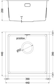 Mexen Trixo, 1-komorový nerezový drez 440 x 440 mm, brúsena oceľ, vzor voština, 6413441000-01HC