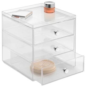 Transparentný organizér 3 zásuvkami iDesign Drawers, výška 18 cm