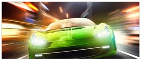 Obraz - Zelené závodné auto (120x50 cm)