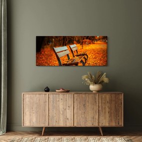 Obraz lavičky v jeseni (120x50 cm)