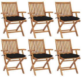 Skladacie záhradné stoličky s podložkami 6 ks tíkový masív 3072772