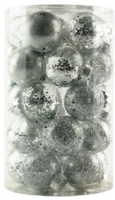 DECOLED Súprava ozdôb, priemer 6 cm, strieborná