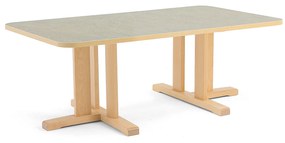 Stôl KUPOL, obdĺžnik, 1400x800x500 mm, linoleum - šedá, breza