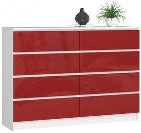 Komoda K140 8SZ CLP červená, lesk