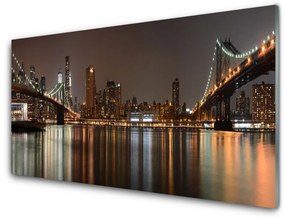 Obraz na akrylátovom skle Mesto mosty architektúra 140x70 cm