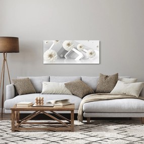 Abstraktný obraz s belostnými kvetmi (120x50 cm)