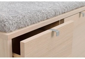 Skrinka na topánky v dekore duba s lavicou v šedo-prírodnej farbe Confetti – Rowico