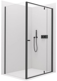 Cerano Santini, sprchovací kút 140(dvere) x 90(stena) x 195 cm, 6mm číre sklo, čierny profil, CER-CER-429016