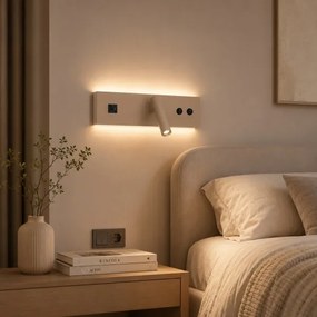Brilagi-LED Nástenné bodové svietidlo s USB portom NOCTIS LED/3W/230V+LED/9W béžové