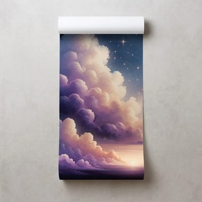 Tapeta hviezdne nebo nad oblačnou krajinou