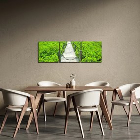 Obraz - drevený chodník (s hodinami) (90x30 cm)