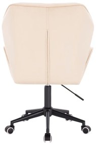 LuxuryForm DESIGN Stolička MILANO MAX VELUR na čiernej podstave s kolieskami - krémová