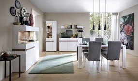 Nízka vitrína Linate, biely lesk/dub