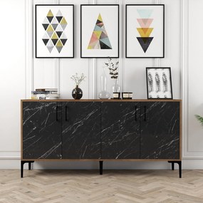 Konzolasztal Kiev 160 - Walnut, Black Marble