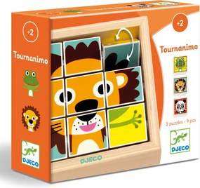 Djeco Pretáčacie drevené puzzle Tournanimo