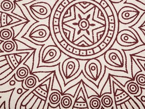Okrúhly bavlnený koberec so strapcami ø 120 cm béžová/červená AYAKLI Beliani