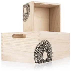 Dekoratívny drevený úložný box Mandala - Orion