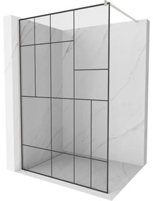 Mexen Kioto, sprchová zástena Walk-In 80 x 200 cm, 8mm číre sklo čierny vzor, brúsená oceľ profil, 800-080-101-97-78