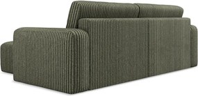 Zelená menčestrová rozkladacia/s úložným priestorom rohová pohovka (pravý roh/s leňoškou) Kona – Makamii