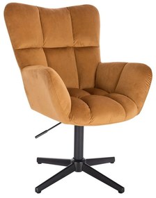 LuxuryForm DESIGN Otočné kreslo AURORA VELUR na čiernom kríži - medové